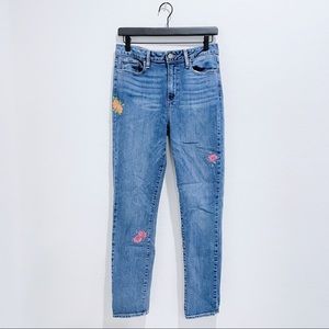 PAIGE Hoxton High Waist Peg Floral Embroidered Ankle Jean Rosemont Patch Size 31